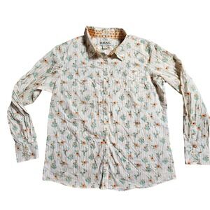 Ariat REAL Womens Cactus Floral Striped Western Button Up Shirt 2XL Cowgirl